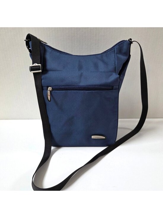 Travelon Handbags - Travelon Purse Blue Expandable Crossbody Messenger Travel Organizer Bag